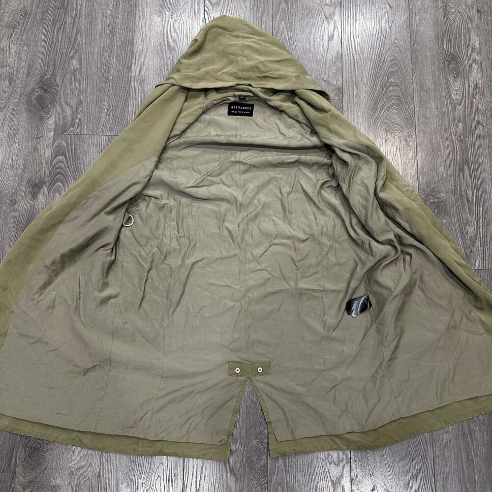 ALLSAINTS Pelya Parka Jacket Light Olive Green Hooded Coat US 8 - Picture 10 of 11